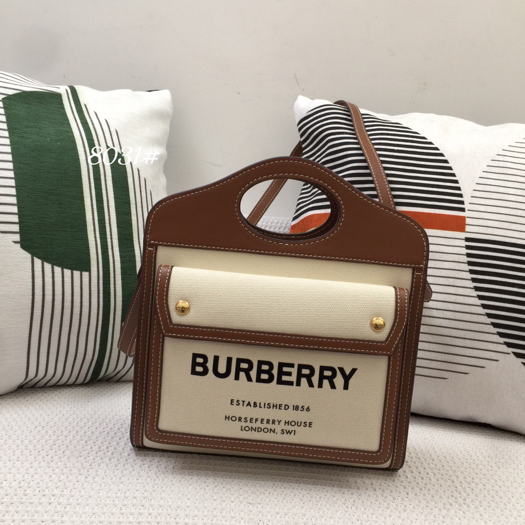 Burberry Mini Two-tone Canvas And Pocket Bag Brown For Women, Women’s Bags 10.4in/26.5cm 80393611