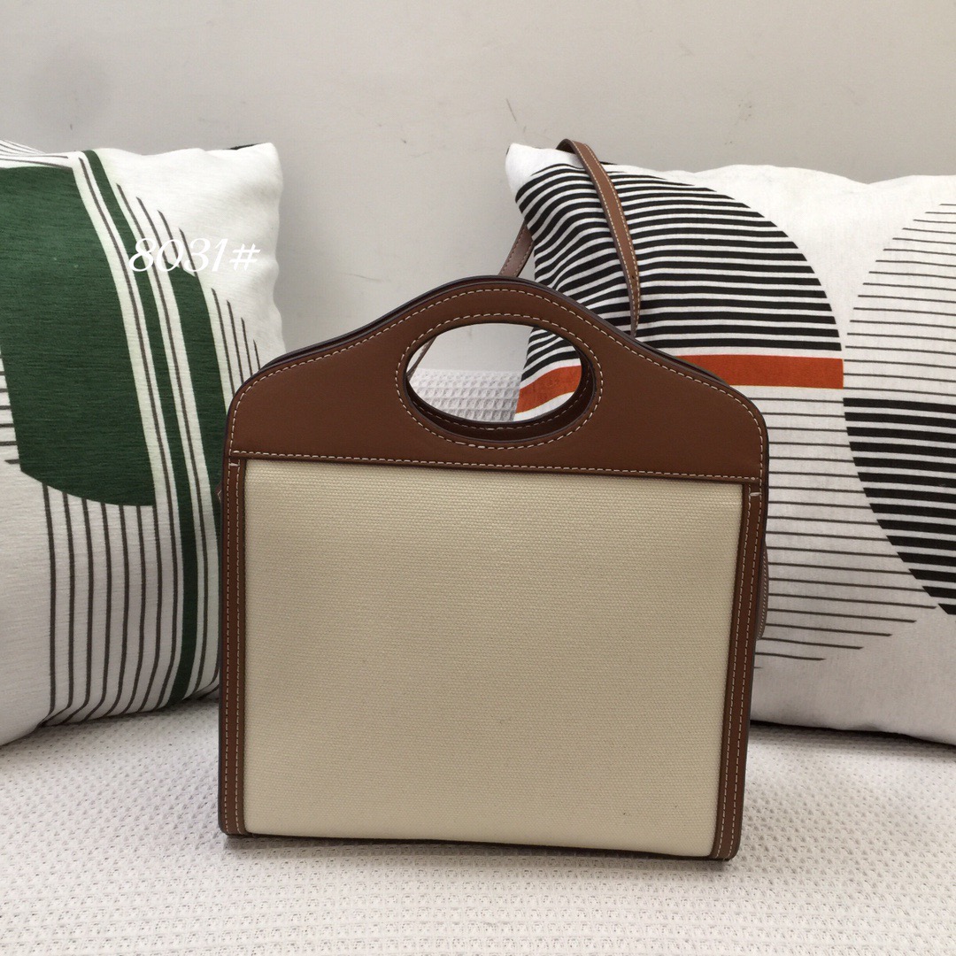Burberry Mini Two-tone Canvas And Pocket Bag Brown For Women, Women’s Bags 10.4in/26.5cm 80393611