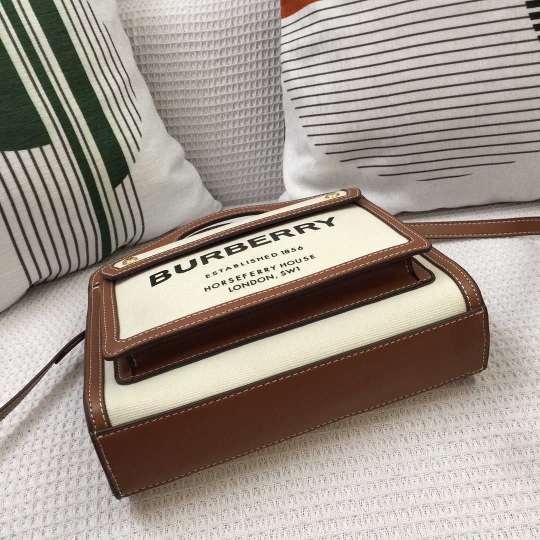 Burberry Mini Two-tone Canvas And Pocket Bag Brown For Women, Women’s Bags 10.4in/26.5cm 80393611