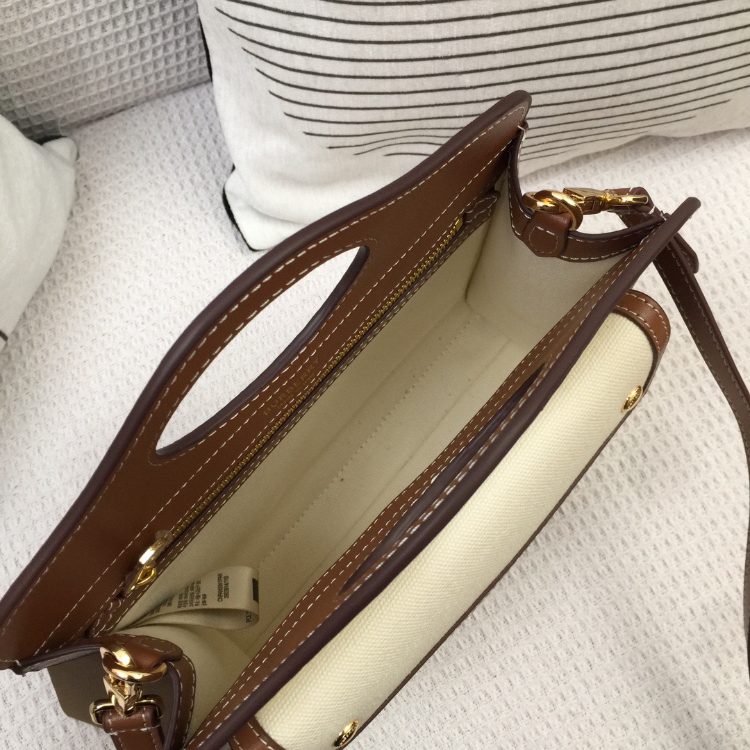 Burberry Mini Two-tone Canvas And Pocket Bag Brown For Women, Women’s Bags 10.4in/26.5cm 80393611