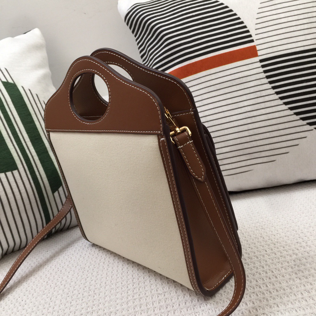 Burberry Mini Two-tone Canvas And Pocket Bag Brown For Women, Women’s Bags 10.4in/26.5cm 80393611