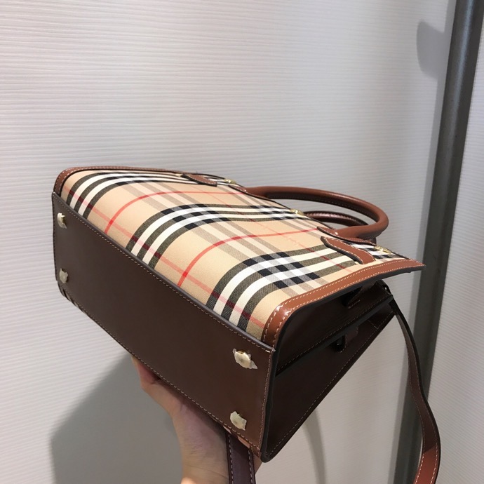 Burberry Mini Vintage Check Two-handle Title Bag Archive Beige For Women, Women’s Bags 10.2in/26cm 80252671