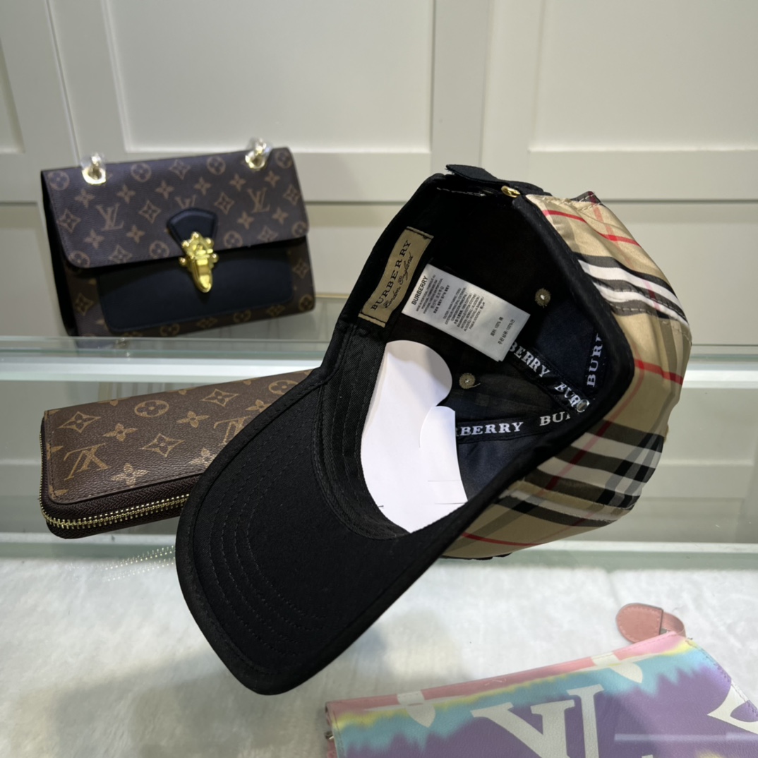 Burberry Monogram Motif Icon Stripe Cotton Baseball Cap Beige