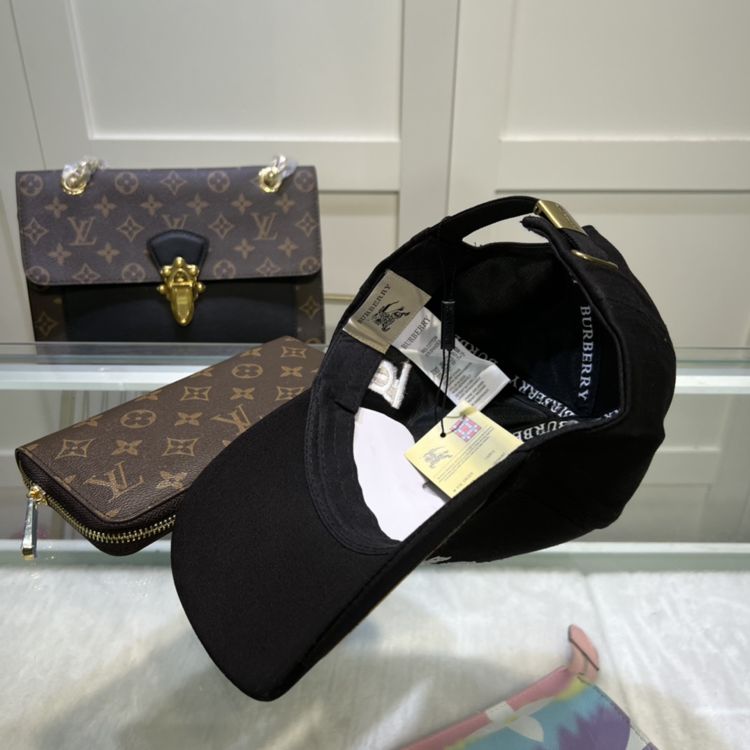 Burberry Monogram Motif Icon Stripe Cotton Baseball Cap Black