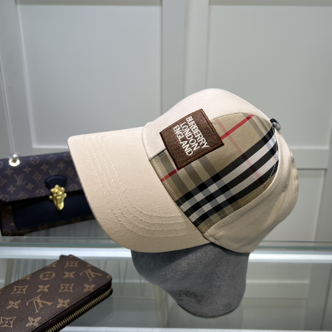 Burberry Monogram Motif Icon Stripe Cotton Baseball Cap Cream