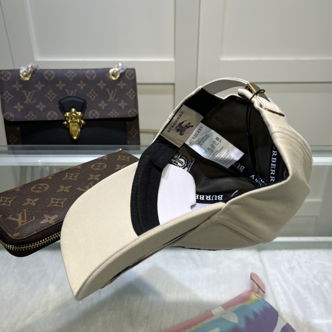 Burberry Monogram Motif Icon Stripe Cotton Baseball Cap Cream