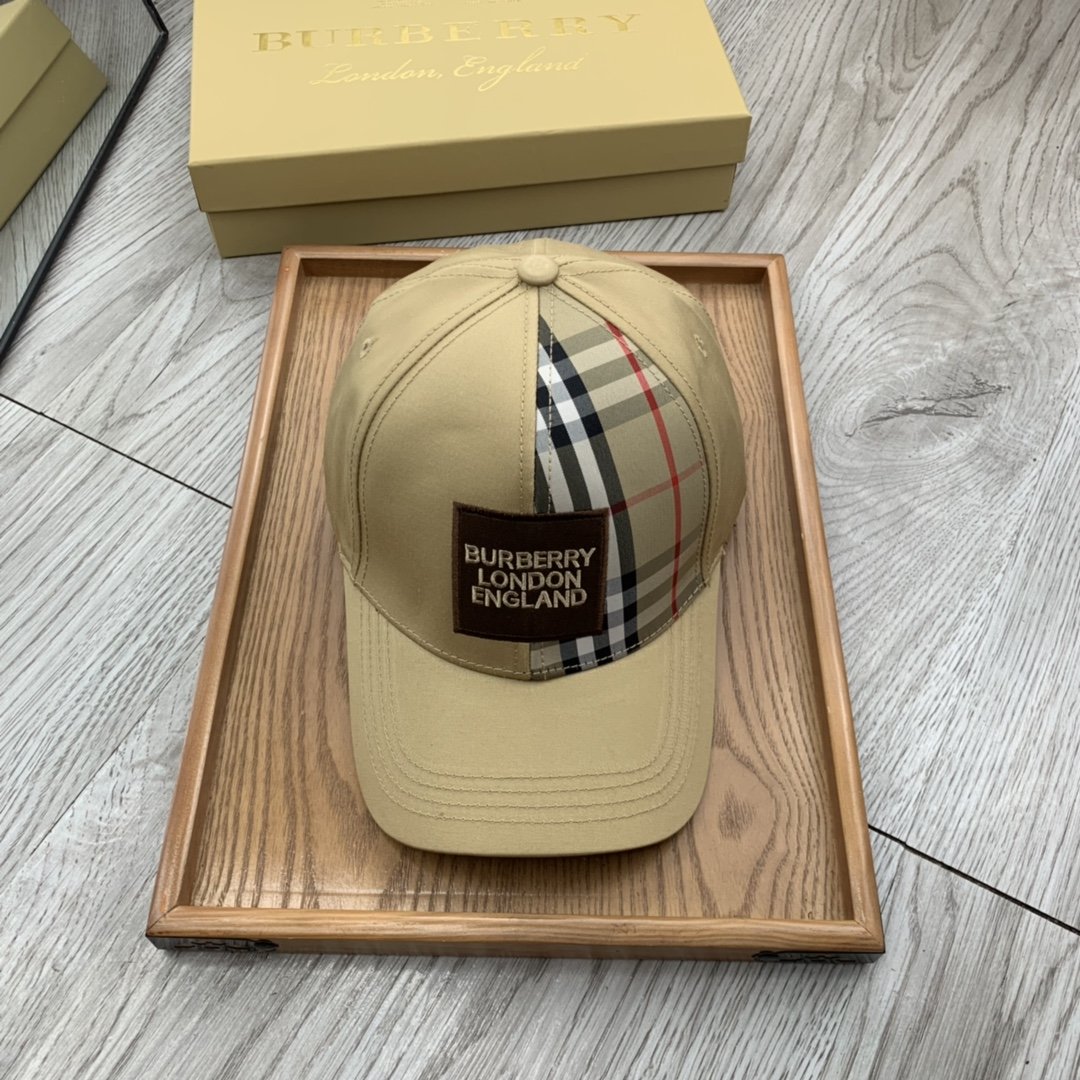 Burberry Monogram Motif Icon Stripe Cotton Baseball Cap In Beige
