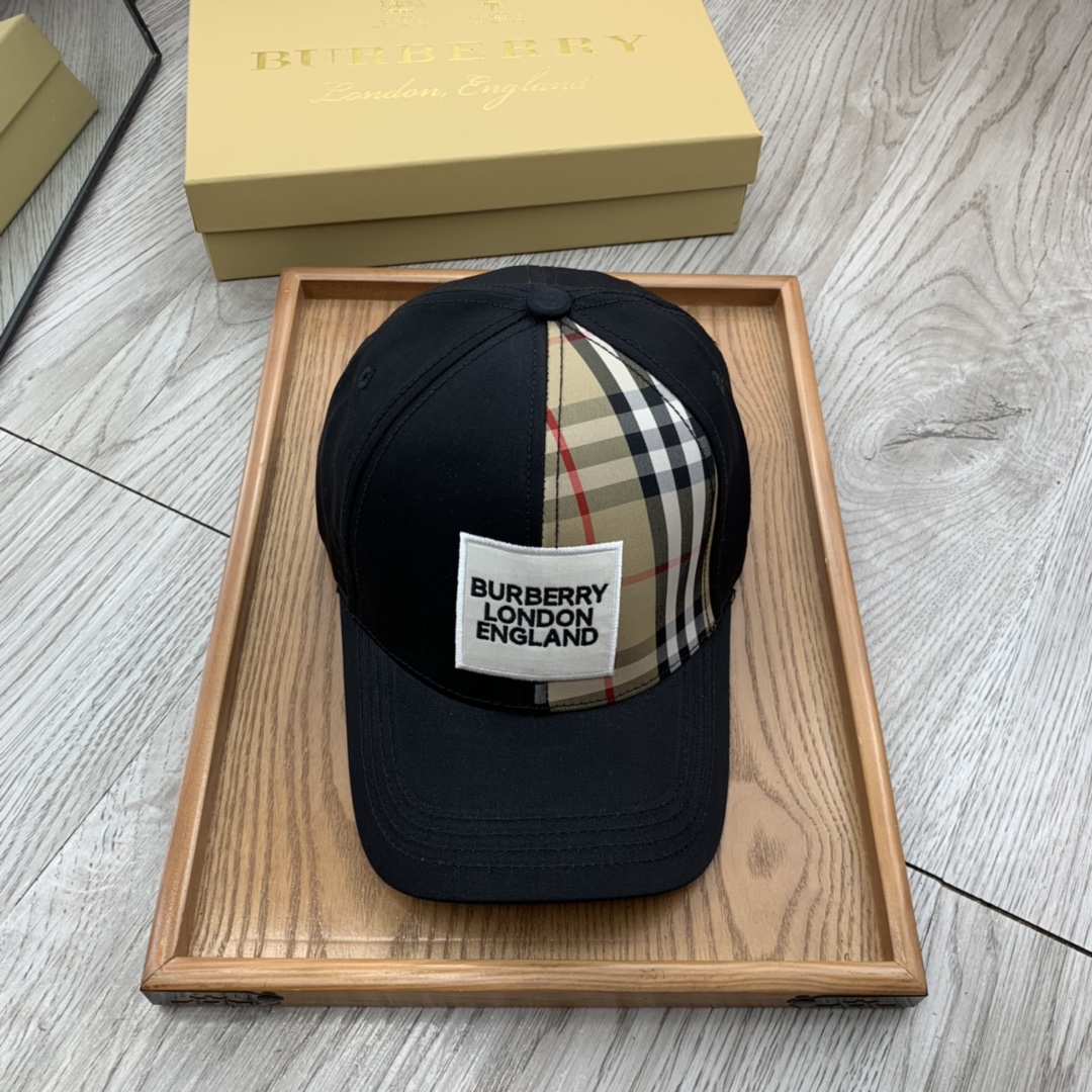 Burberry Monogram Motif Icon Stripe Cotton Baseball Cap In Black