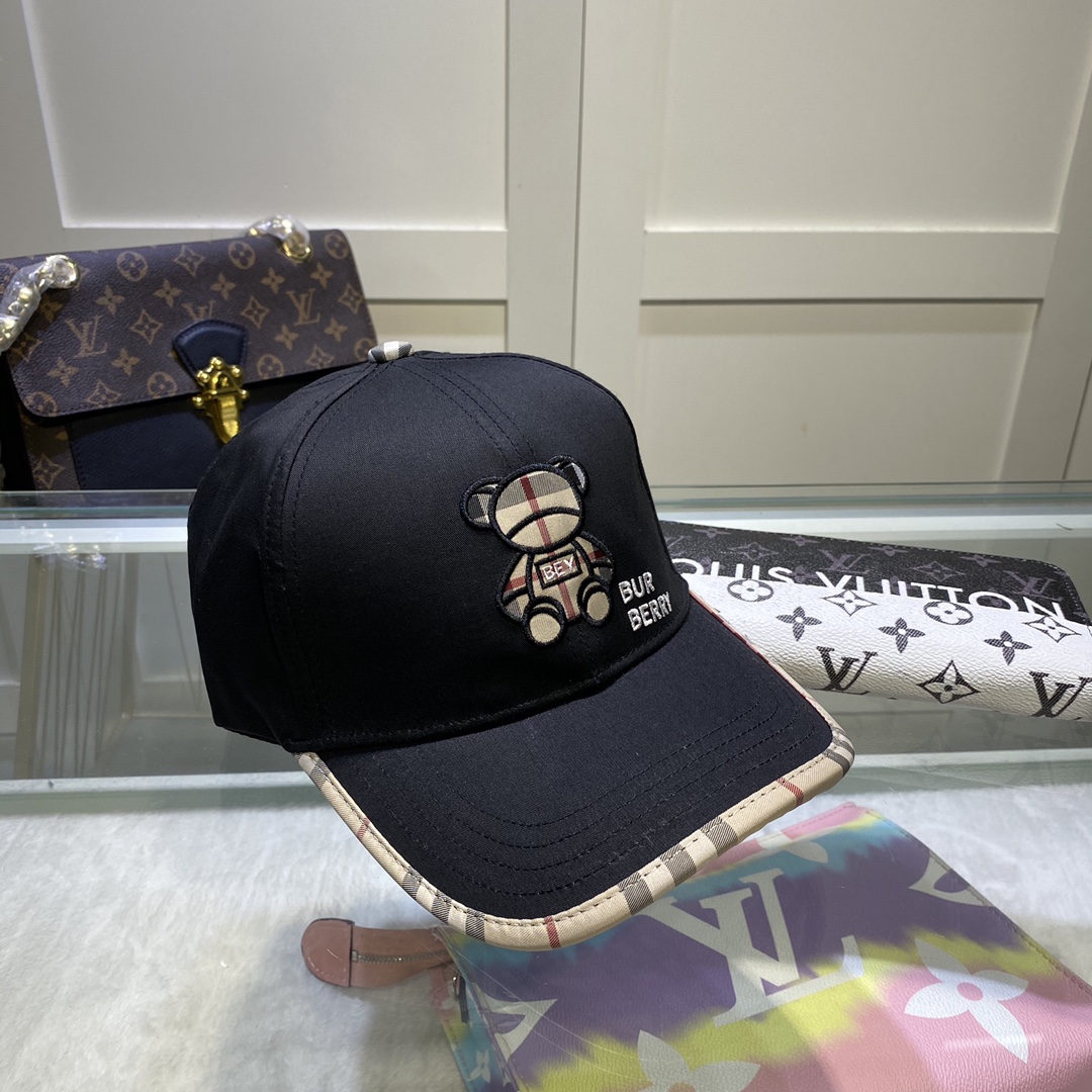 Burberry Monogram Motif Icon Stripe Cotton Baseball Cap In Black