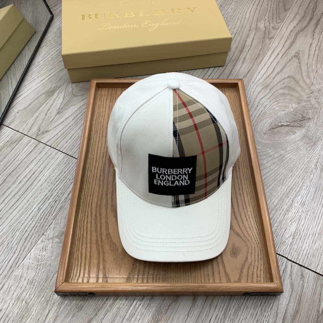 Burberry Monogram Motif Icon Stripe Cotton Baseball Cap In White