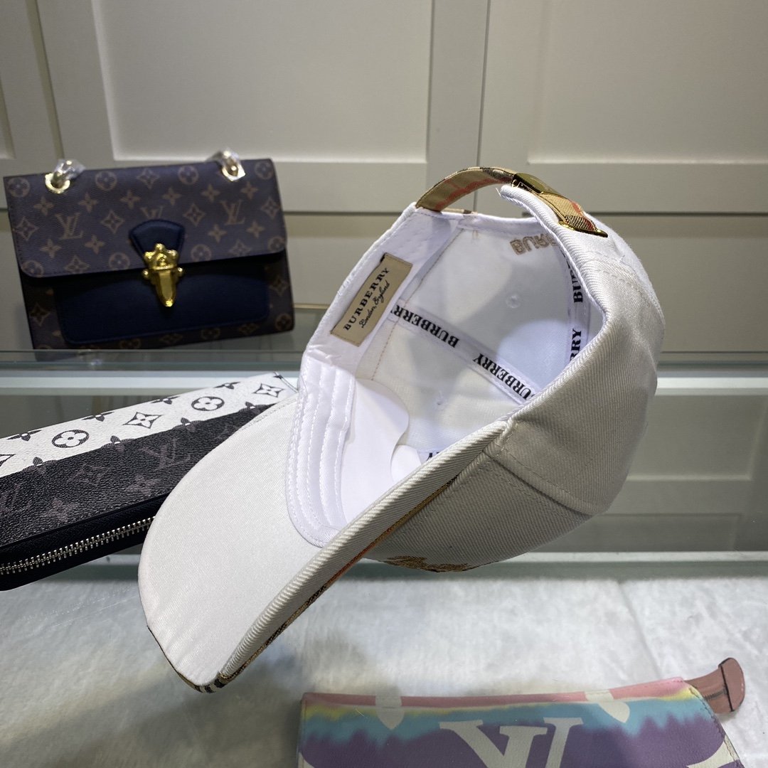 Burberry Monogram Motif Icon Stripe Cotton Baseball Cap In White