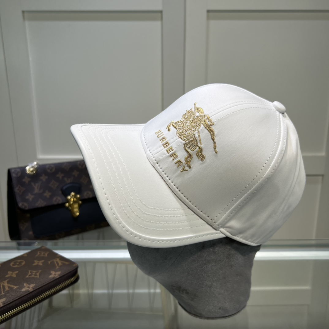 Burberry Monogram Motif Icon Stripe Cotton Baseball Cap White