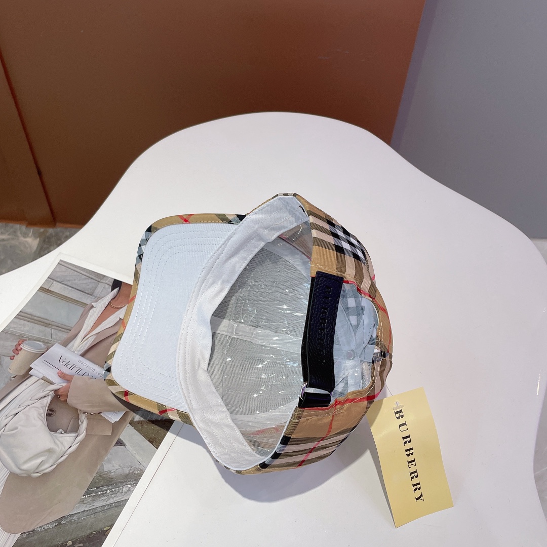 Burberry Monogram Motif Icon Stripe Cotton Baseball Cap White