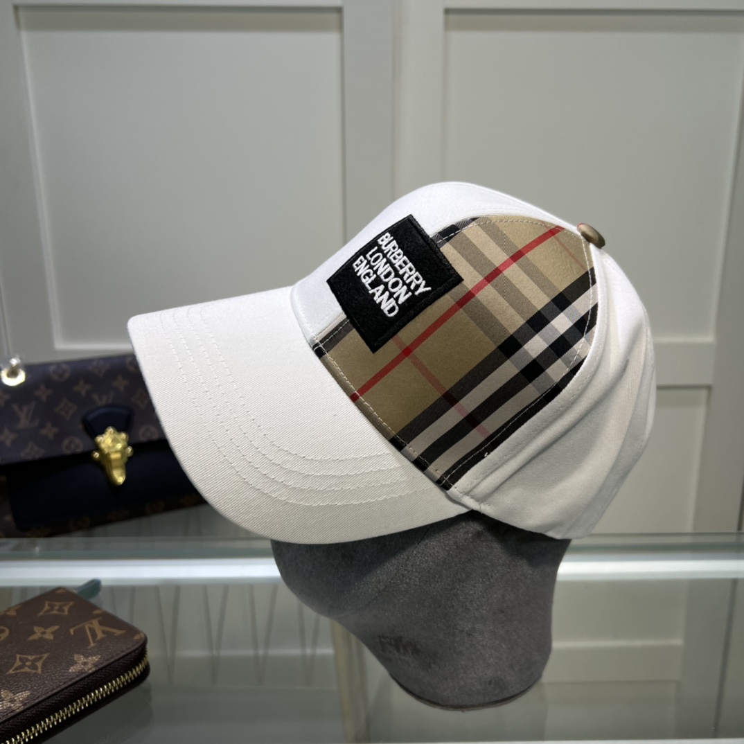 Burberry Monogram Motif Icon Stripe Cotton Baseball Cap White