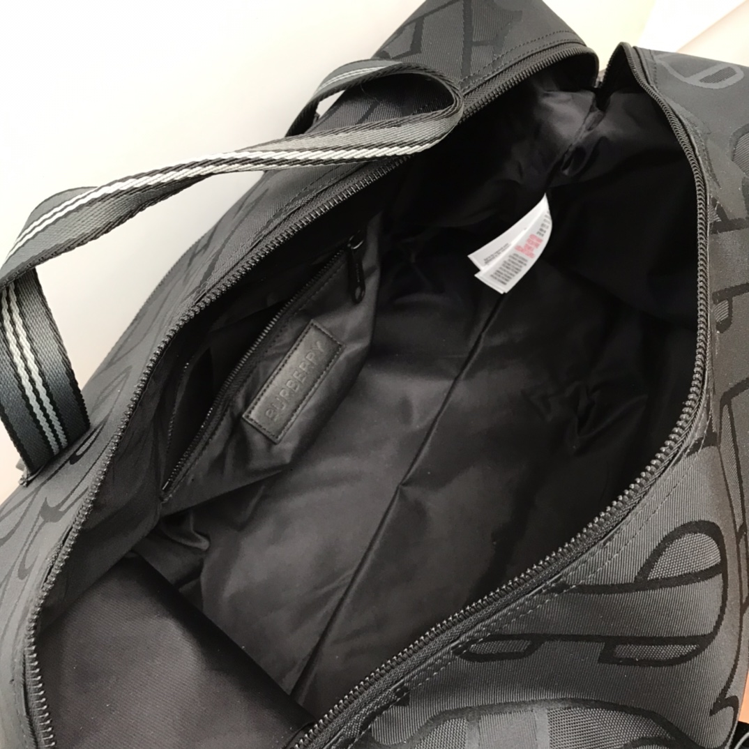 Burberry Monogram Recycled Polyester Jacquard Holdall Black For Men, Men’s Bags 19.7in/50cm