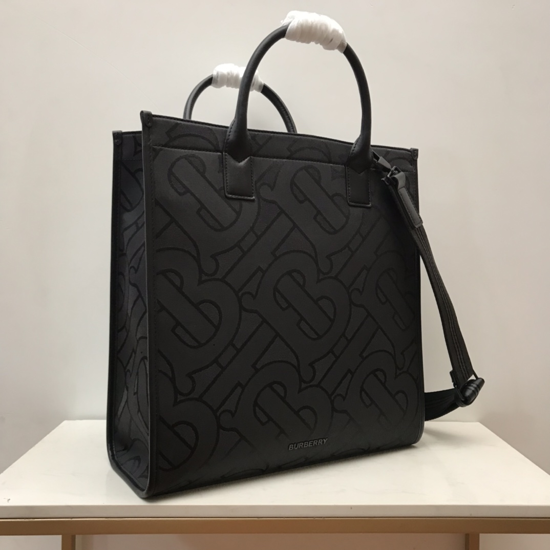 Burberry Monogram Recycled Polyester Jacquard Tote Black For Women, Women’s Bags 14.8in/37.5cm