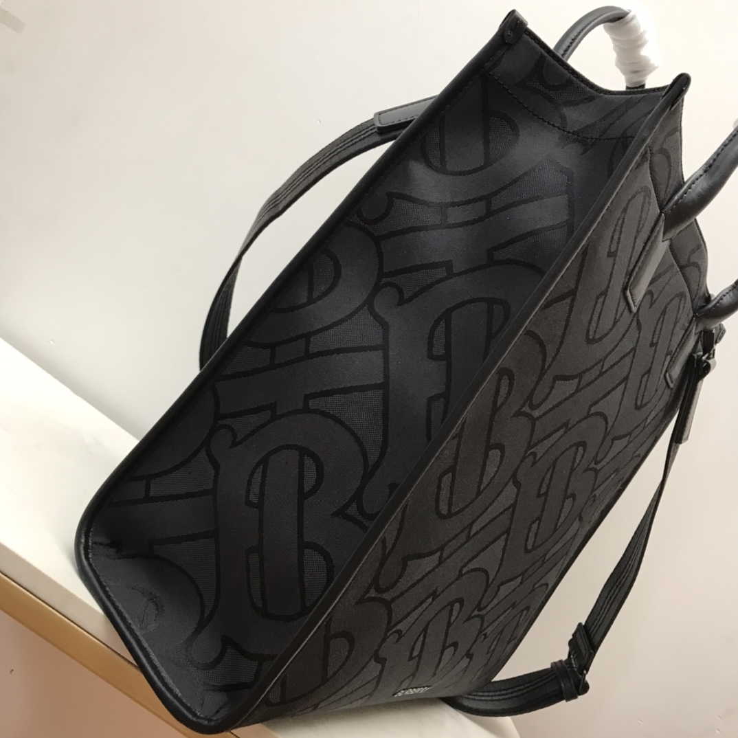 Burberry Monogram Recycled Polyester Jacquard Tote Black For Women, Women’s Bags 14.8in/37.5cm