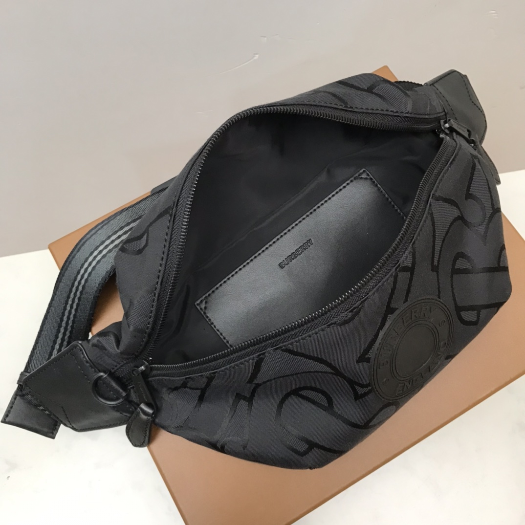 Burberry Monogram Recycled Polyester Sonny Bum Bag Black For Men, Men’s Bags 12.2in/31cm