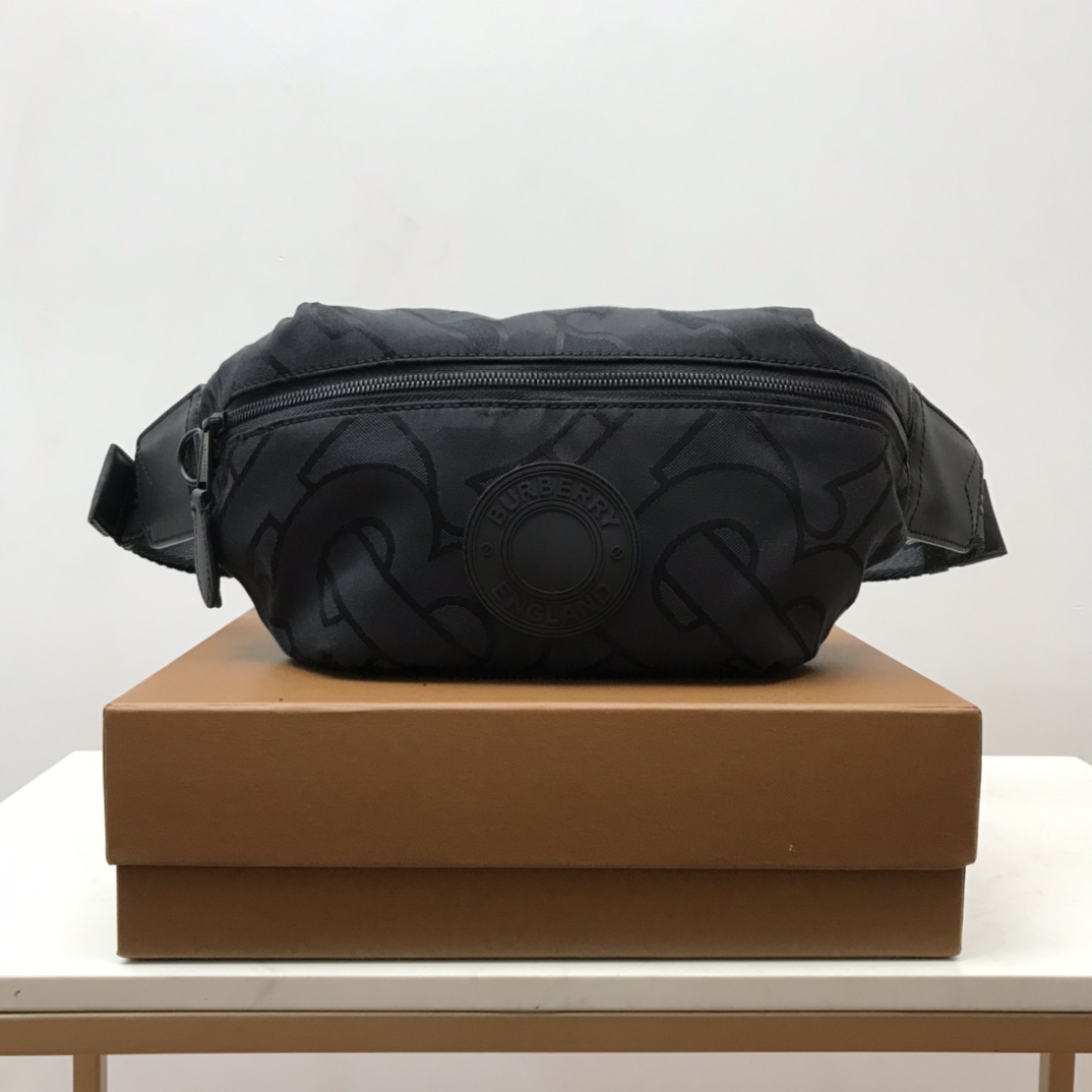 Burberry Monogram Recycled Polyester Sonny Bum Bag Black For Men, Men’s Bags 12.2in/31cm