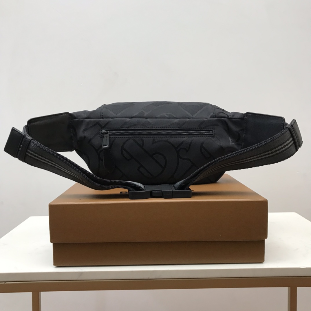 Burberry Monogram Recycled Polyester Sonny Bum Bag Black For Men, Men’s Bags 12.2in/31cm