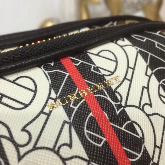 Burberry Monogram Stripe E-Canvas Camera Bag Bridle Brown For Women, Women’s Bags 19.5cm/7.7cm