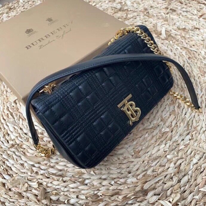 Burberry Quilted Medium Lola Bag Monogram Black For Women, Women’s Bags 11in/28cm 80217011