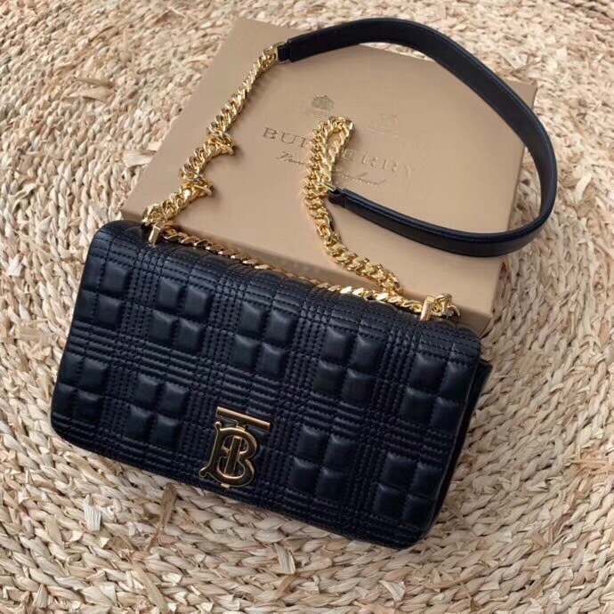 Burberry Quilted Medium Lola Bag Monogram Black For Women, Women’s Bags 11in/28cm 80217011