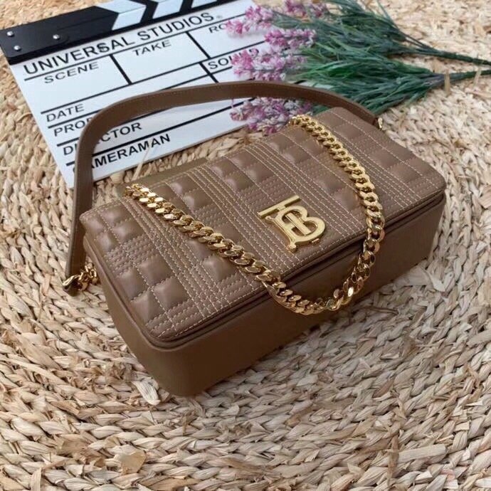 Burberry Quilted Medium Lola Bag Monogram Brown For Women, Women’s Bags 11in/28cm 80208481