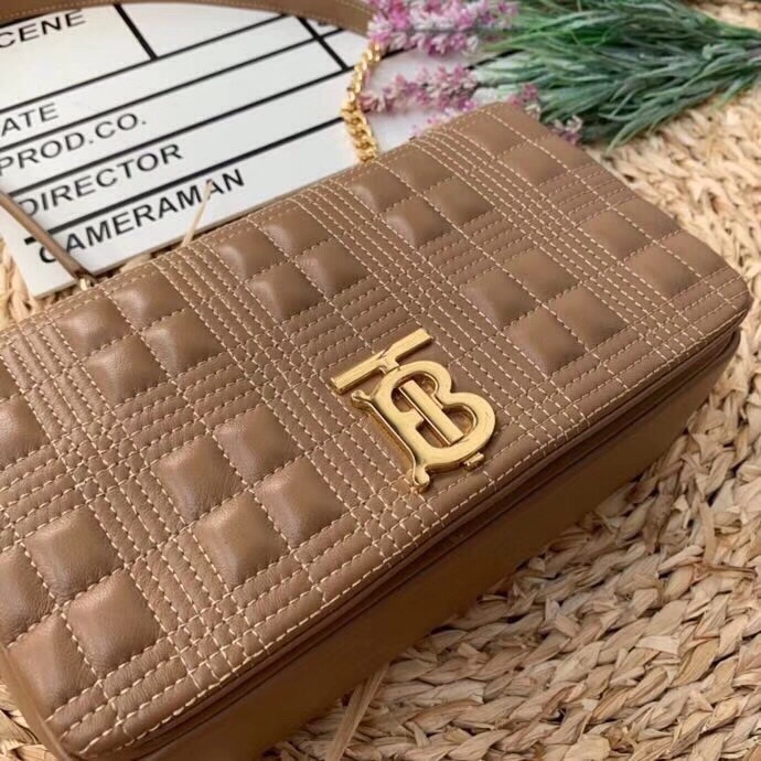 Burberry Quilted Medium Lola Bag Monogram Brown For Women, Women’s Bags 11in/28cm 80208481