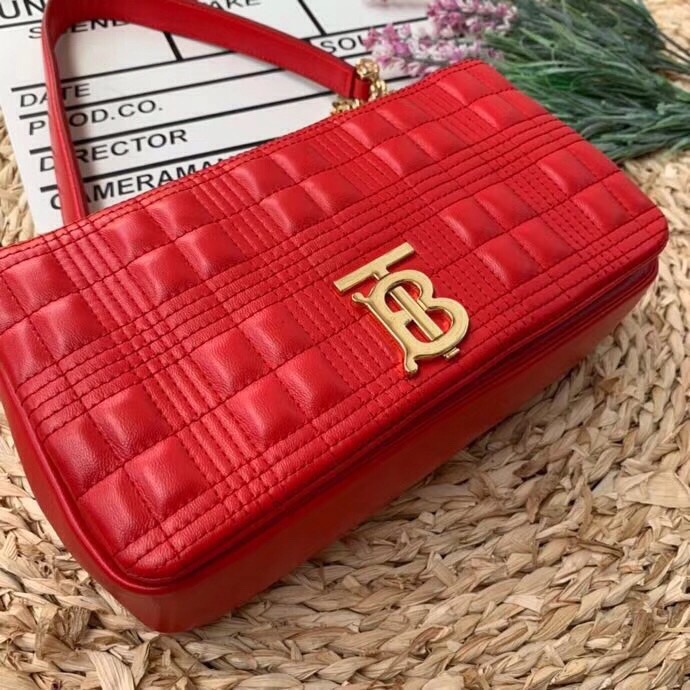 Burberry Quilted Medium Lola Bag Monogram Red For Women, Women’s Bags 11in/28cm