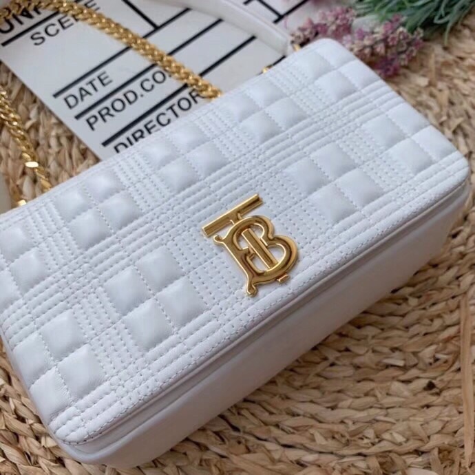 Burberry Quilted Medium Lola Bag Monogram White For Women, Women’s Bags 11in/28cm 80211061