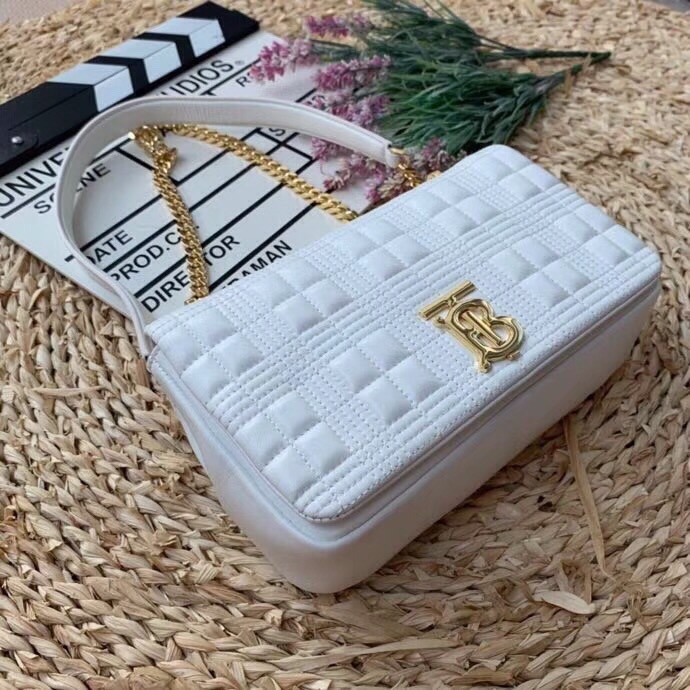 Burberry Quilted Medium Lola Bag Monogram White For Women, Women’s Bags 11in/28cm 80211061