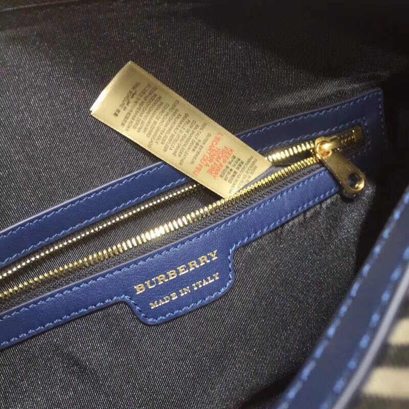 Burberry Small 1983 Check Link Bowling Bag Blue/Brown For Women, Women’s Bags 9.1in/23cm