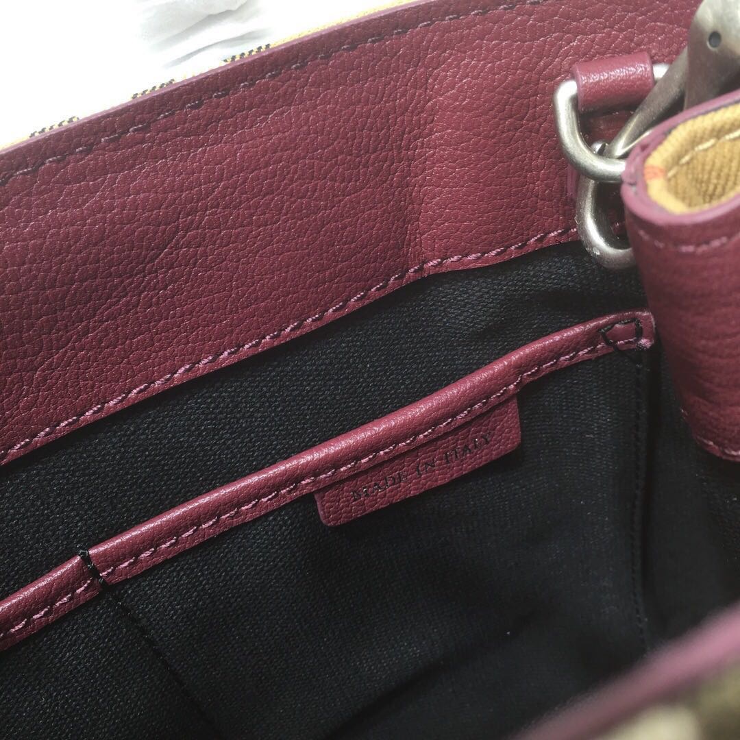 Burberry Small Banner Vintage Check And Tote Purple For Women, Women’s Bags 10.5in/26cm