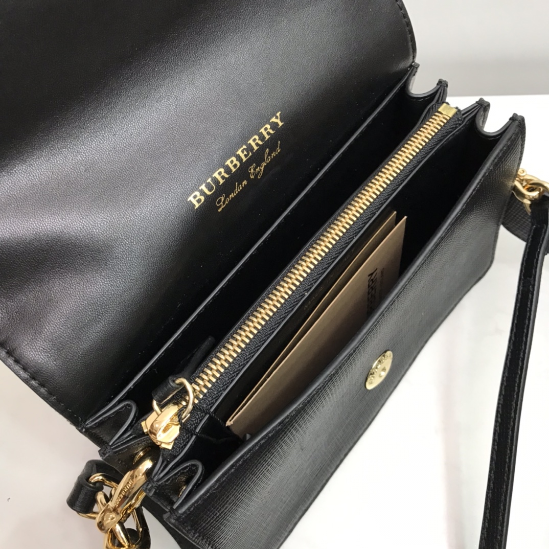 Burberry Small Bridle House Check And Buckle Crossbody Black For Women, Women’s Bags 7.8in/20cm