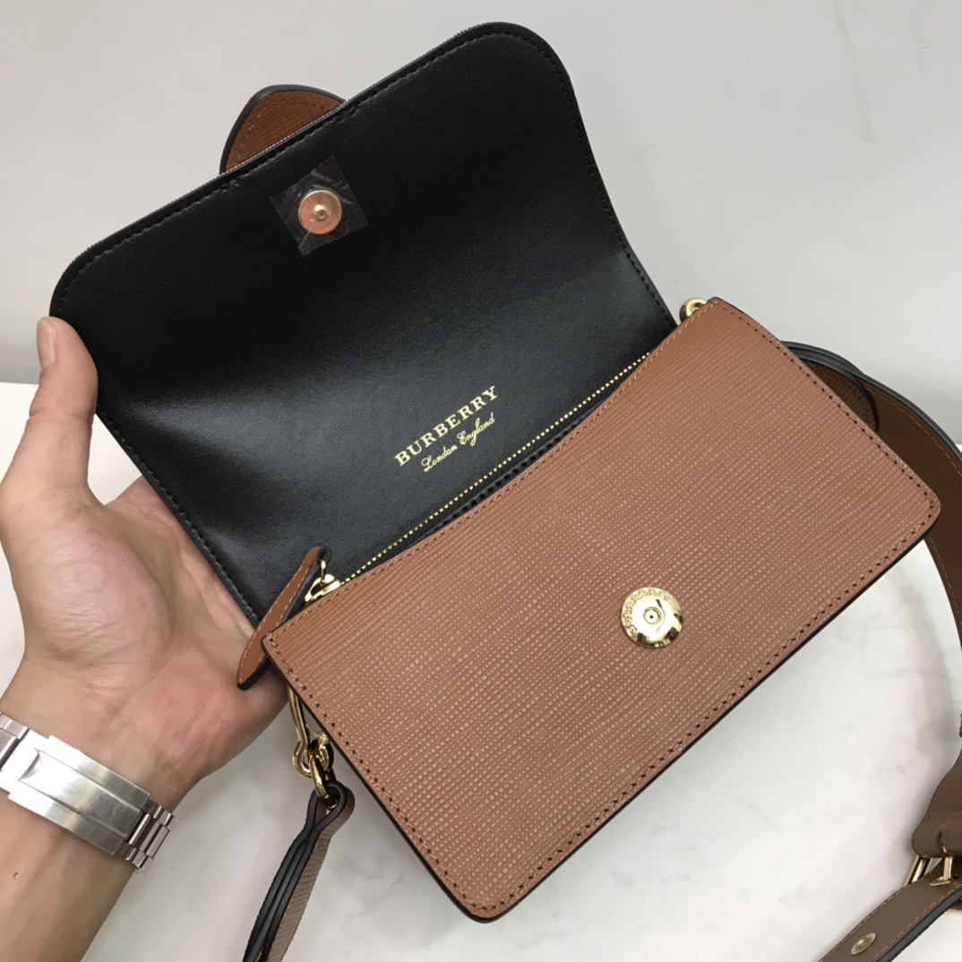 Burberry Small Bridle House Check And Buckle Crossbody Brown For Women, Women’s Bags 7.8in/20cm