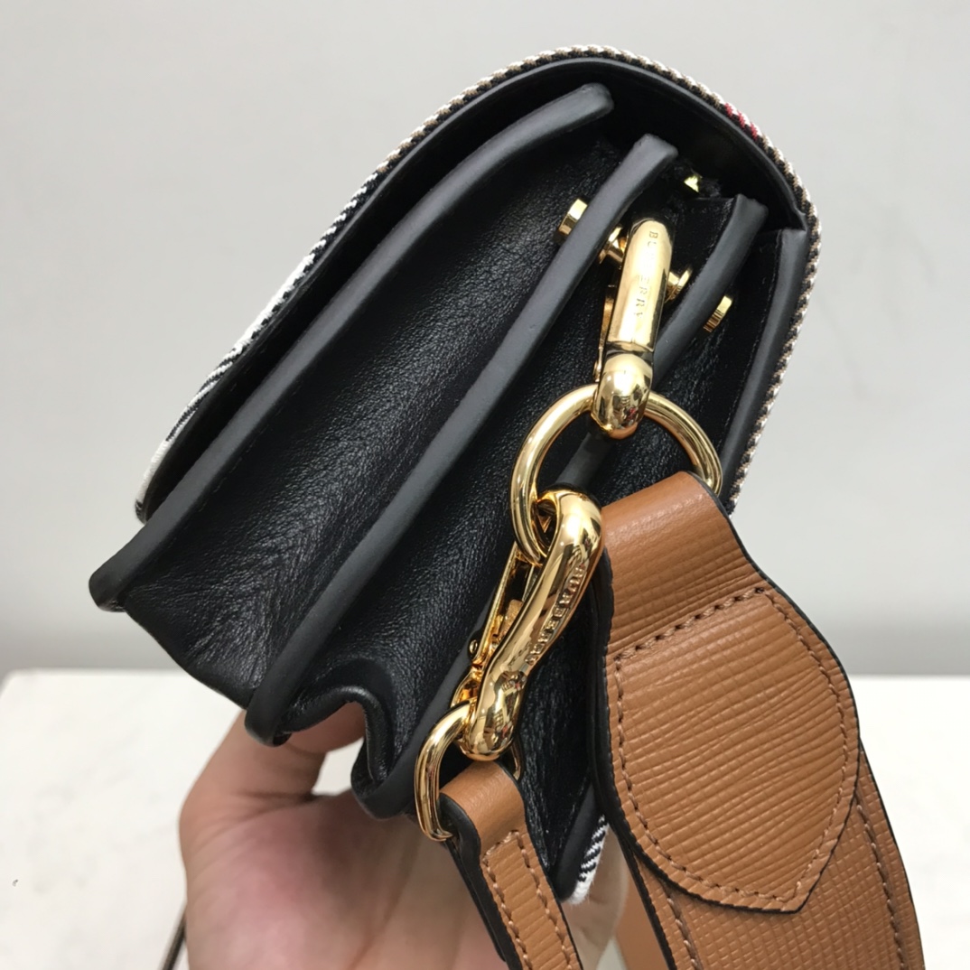 Burberry Small Bridle House Check And Buckle Crossbody Brown For Women, Women’s Bags 7.8in/20cm