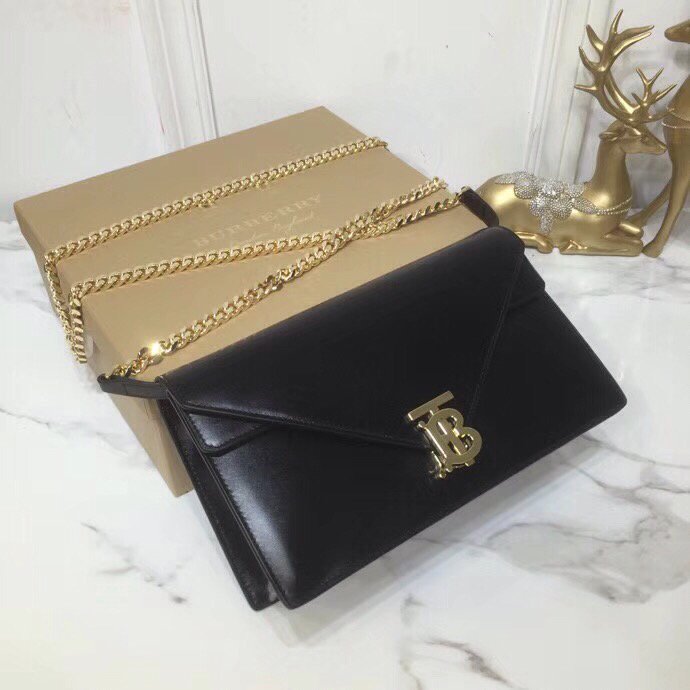 Burberry Small Tb Envelope Clutch Black By British Heritage For Women, Women’s Bags 10.2in/26cm