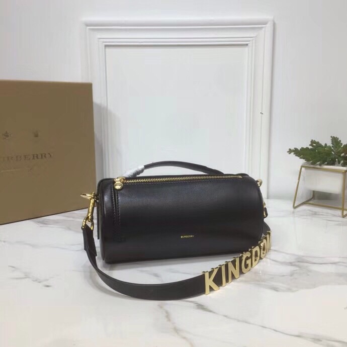 Burberry The Kingdom Motif Barrel Bag In Black For Women, Women’s Bags 8.3in/21cm