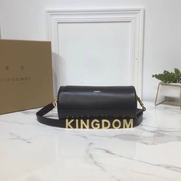 Burberry The Kingdom Motif Barrel Bag In Black For Women, Women’s Bags 8.3in/21cm