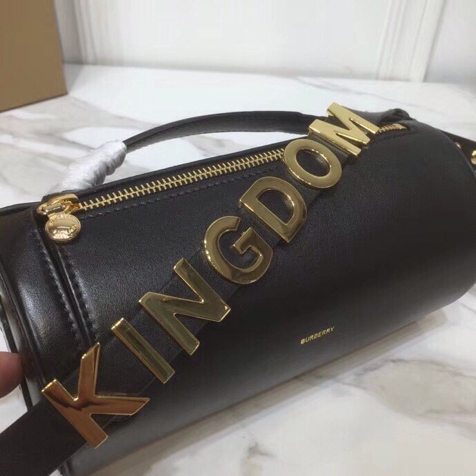 Burberry The Kingdom Motif Barrel Bag In Black For Women, Women’s Bags 8.3in/21cm