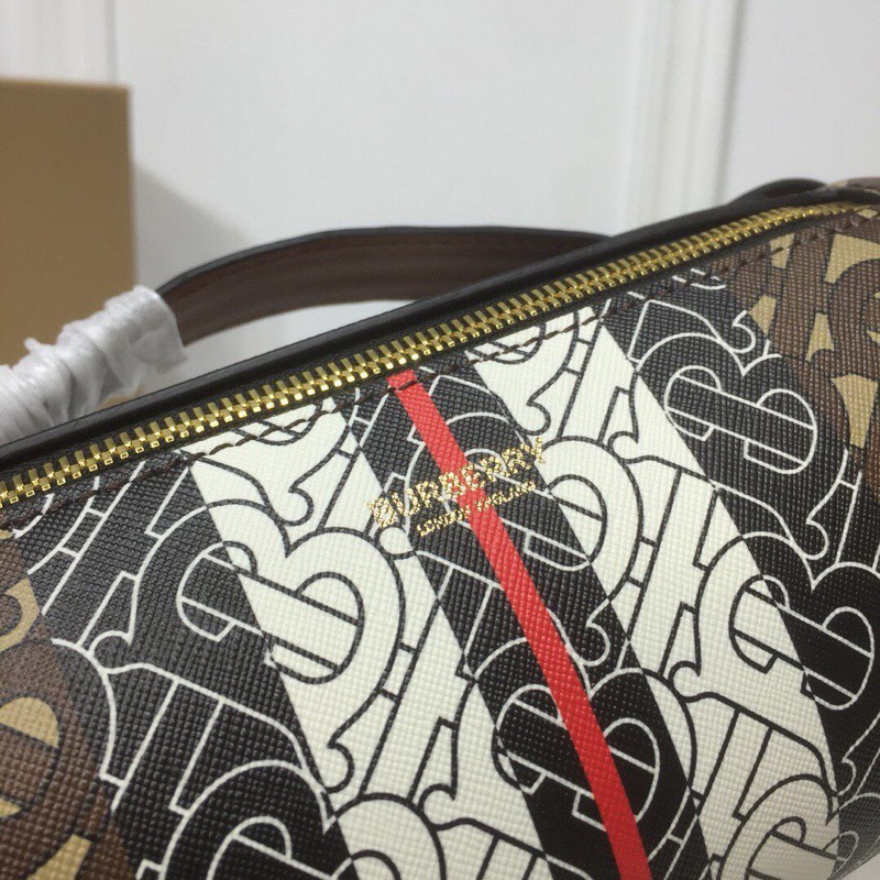Burberry The Monogram Stripe E-canvas Barrel Bag For Women, Women’s Bags 8.3in/21cm
