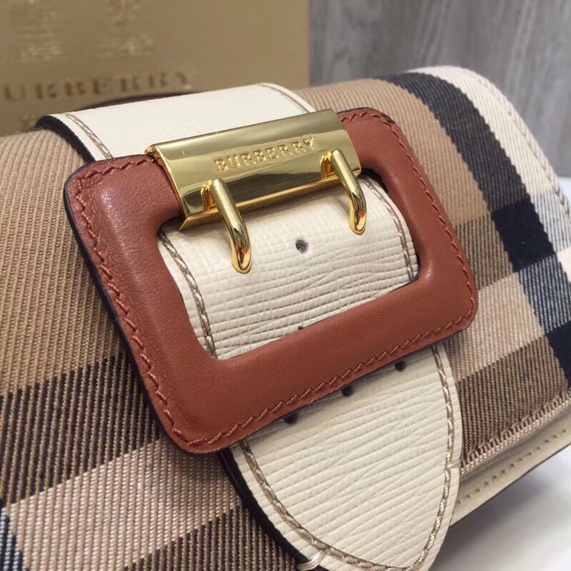 Burberry The Small Buckle Bag In House Check Beige For Women, Women’s Bags 7.5in/19cm
