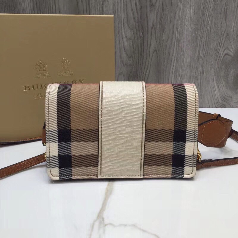 Burberry The Small Buckle Bag In House Check Beige For Women, Women’s Bags 7.5in/19cm