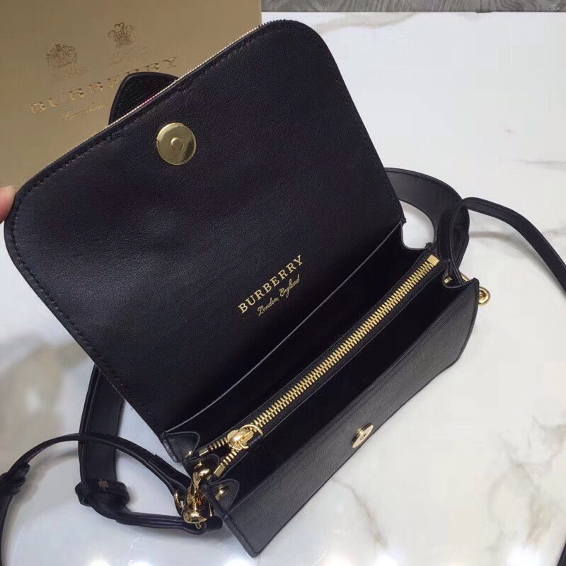 Burberry The Small Buckle Bag In House Check Black For Women, Women’s Bags 7.5in/19cm