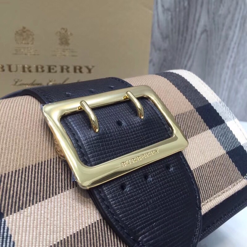 Burberry The Small Buckle Bag In House Check Black For Women, Women’s Bags 7.5in/19cm