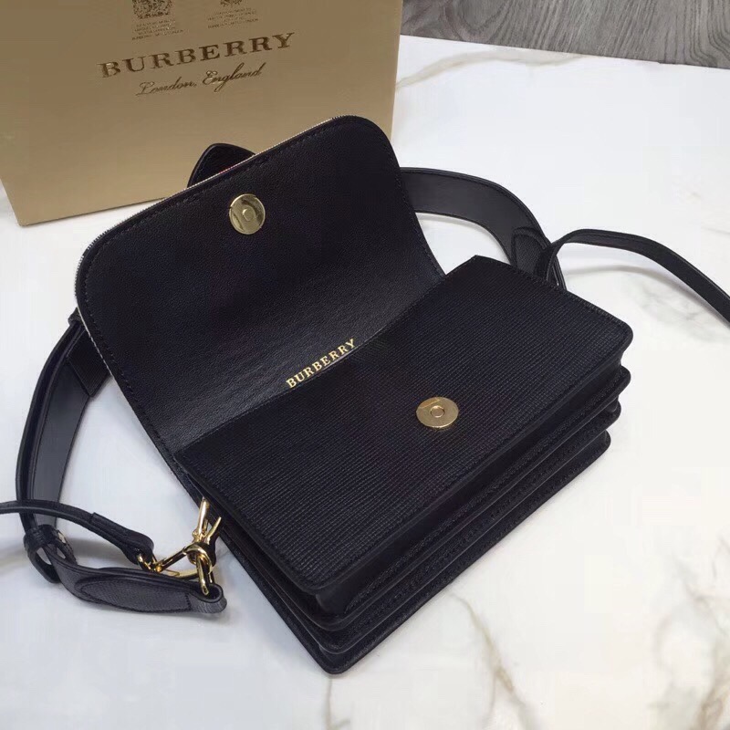 Burberry The Small Buckle Bag In House Check Black For Women, Women’s Bags 7.5in/19cm