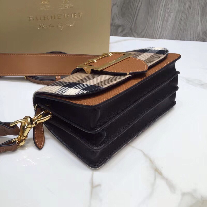 Burberry The Small Buckle Bag In House Check Brown For Women, Women’s Bags 7.5in/19cm