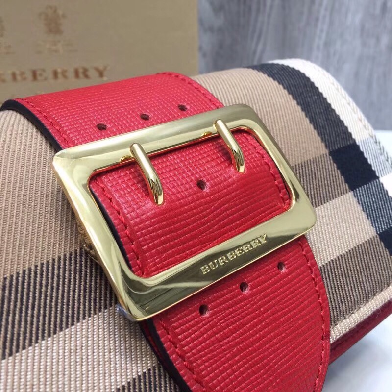 Burberry The Small Buckle Bag In House Check Red For Women, Women’s Bags 7.5in/19cm
