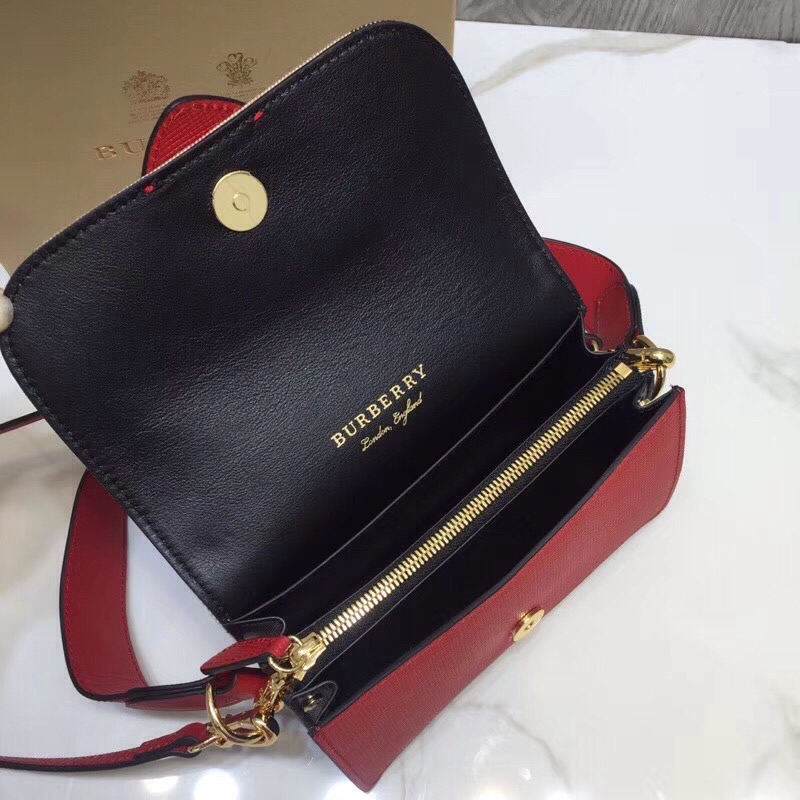 Burberry The Small Buckle Bag In House Check Red For Women, Women’s Bags 7.5in/19cm